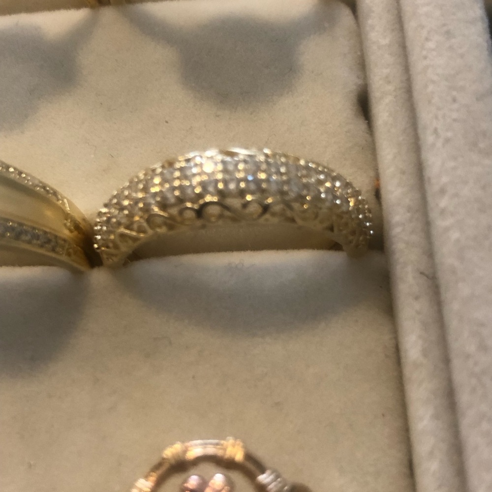 Gold-Tone Pave Crystal Dome Ring